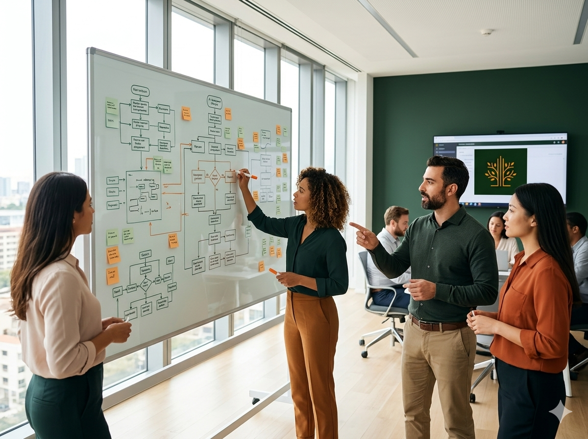 AI Development Process — team whiteboard planning session
