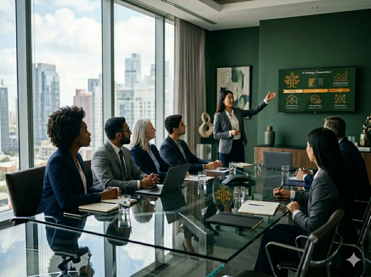 AI Strategy Consulting — boardroom strategy presentation