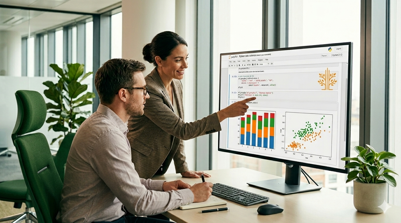 Learn Data Science — professionals reviewing data analysis on screen